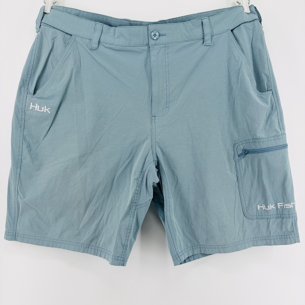 Huk Shorts Mens 3XL Blue Performance Fishing Cargo Sailing Pockets Stretch